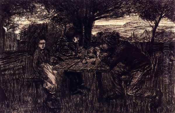 A Small Gathering In A Garden - view 1
