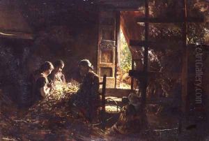 The Gathering of Silkworm Cocoons by Giovanni Segantini