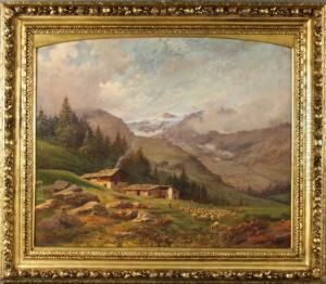 ''paesaggio Montano Con Baite E Greggi''. by Leonardo Roda