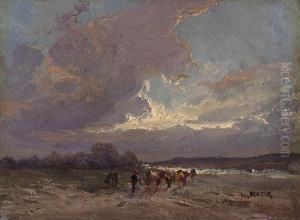 Paesaggio Con Contadini E Mucche by Leonardo Roda