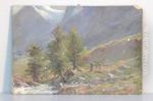 Paesaggio Alpino Con Figure by Leonardo Roda