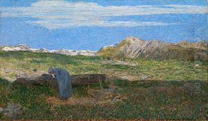Woman at the fountain by Giovanni Segantini