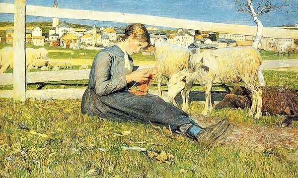 Knitting girl - view 1