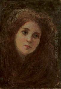 Ritratto di giovane donna con i capelli rossi, um 1880-82 by Giovanni Segantini