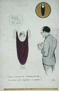 The Artist Drawing Madeleine Vionnet 1876-1975 from Le Nouveau Monde, 1923 by Georges Goursat Sem