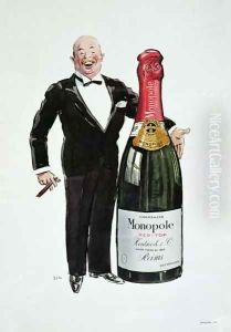 Advertisement for Heidsieck Champagne, c.1910 by Georges Goursat Sem