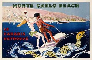 Poster advertising Monte Carlo Beach, printed by Draeger, Paris, c.1932 by Georges Goursat Sem