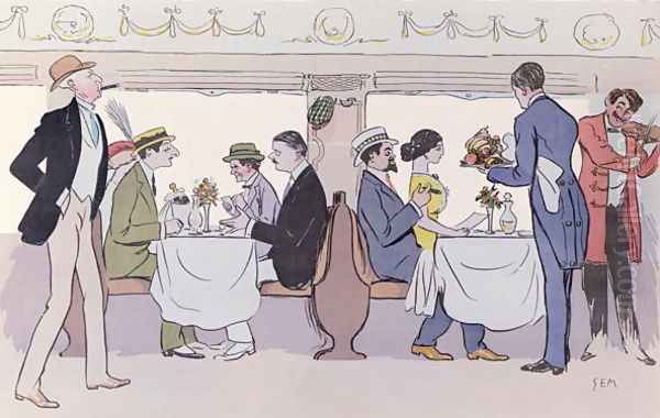 Restaurant Car in the Paris to Nice Train, 1913 - view 1