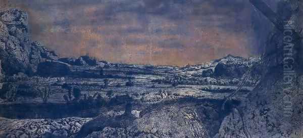 Mountain Valley with Fenced Fields - view 1