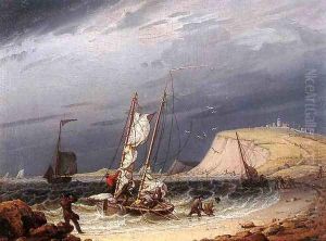 Frolicking Party on a Sea Shore by Robert Salmon