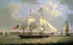 A Mail Packet with Other Shipping off Liverpool by Robert Salmon