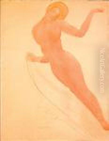 Pencil And Watercolor Sketch Of A Nude - view 1