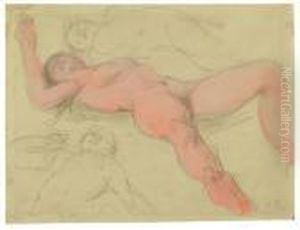 Studienblatt Nach Einem Auf Dem Rucken Liegenden Weiblichen Akt by Auguste Rodin