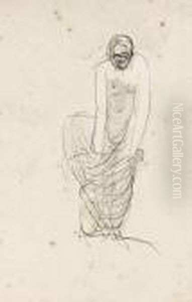 Femme Passant Un Vetement Ca 
1890-1895
 Dessin A La Plume, Encre Brune, Traces De Gouache Et Rehauts De Crayon 
Graphite Sur Papier Verge Filirane, Annote Au Verso, A La Plume Et Encre
 Brune : Monsieur. - view 1