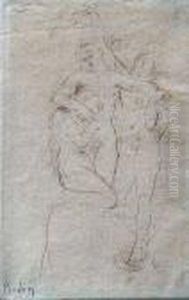 Le Mes Du Purgatoire. Etching. -
 Minimally Brownish. Minimally Foxed. Reverse Remains Of Old Mounting by Auguste Rodin