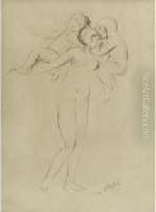 Femme Nu Avec Amours (study For 'la Nuit') by Auguste Rodin