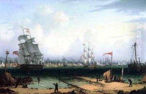 View of Liverpool from Cheshire by Robert Salmon