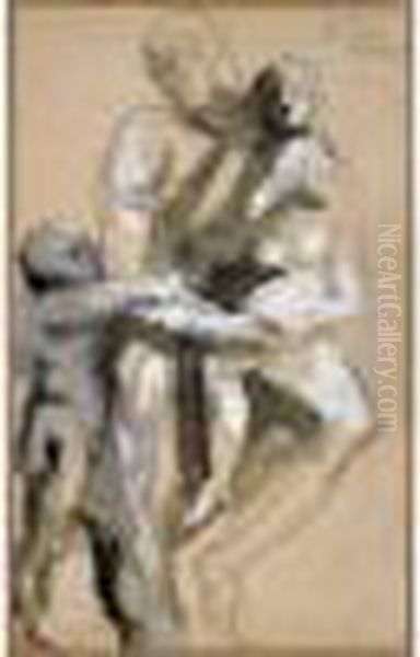 Ugolin Et Ses Enfants, Ier Jour Crayon Noir, Plume Et Encre Brune - view 1