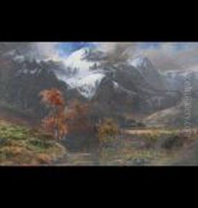 Scottish Mountain Landscape With River And Trees