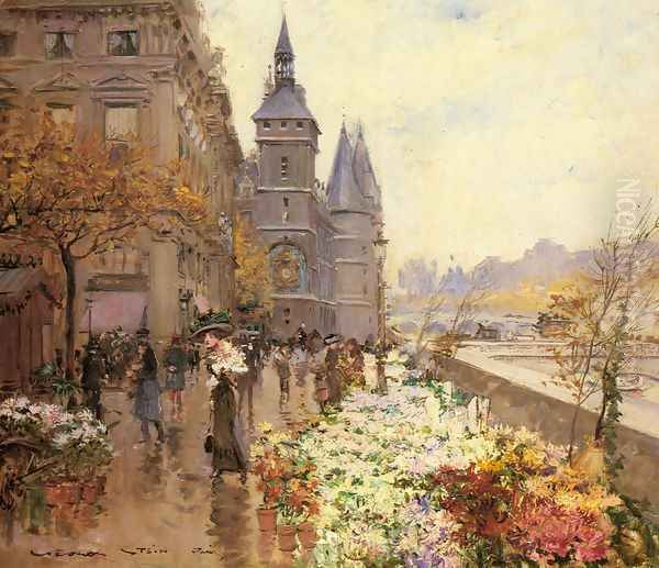 A Flower Market Along the Seine - view 1