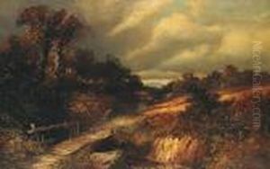 An Extensive Landscape With A Bridge Over A Stream