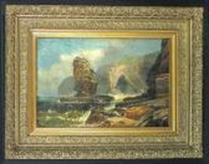A Rocky Coastal Scene With A Sea Stack
