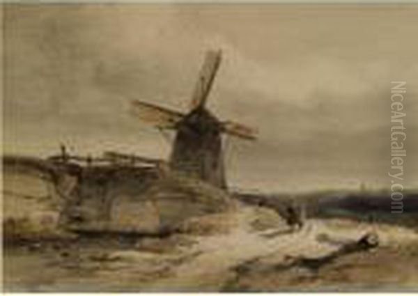 Figures Near A Windmill - view 1
