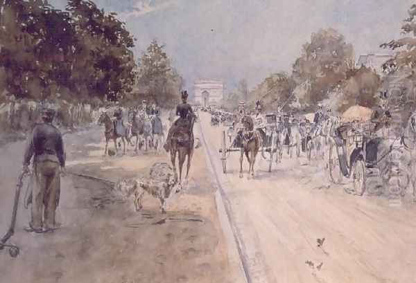 Carriages on the Champs Elysees - view 1
