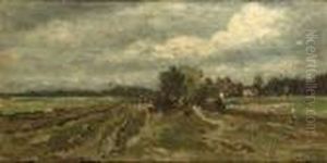 A Polder Landscape With A Farmhouse Beyond