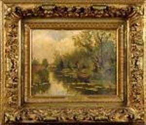 Barque Sur La Riviere. by Willem Roelofs