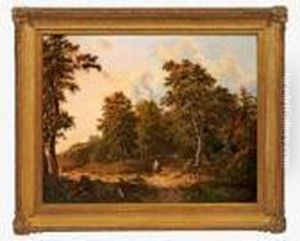 Waldlandschaft Mit Jungermutter Auf Dem Heimweg