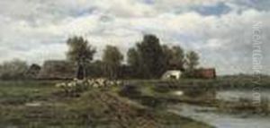 Sheep In A Polder Landscape