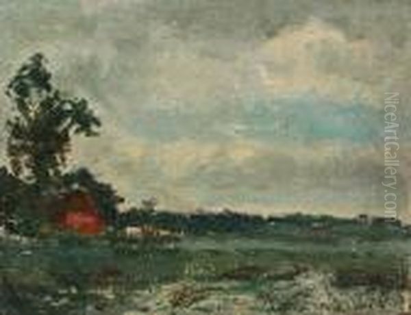 Farm Scene With Barn And Cows - view 1