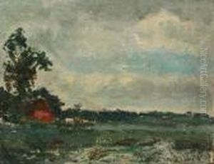 Farm Scene With Barn And Cows by Willem Roelofs