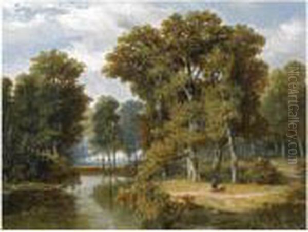 A Hunter And An Angler In A Wooded Landscape - view 1