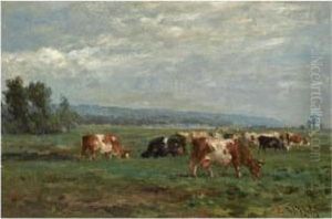 Cows In A Summer Landscape Near The Hague by Willem Roelofs
