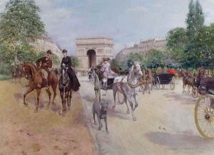 Riders and Carriages on the Avenue du Bois, c.1900 by Georges Stein