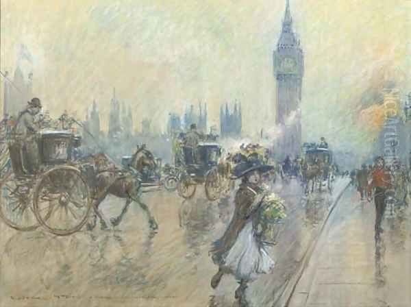 A busy Westminster bridge, London - view 1