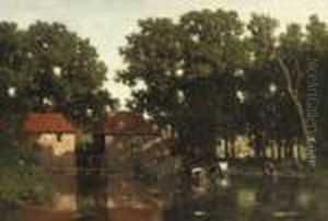 Cattle Near The Water-mill At Ruurlo by Willem Roelofs