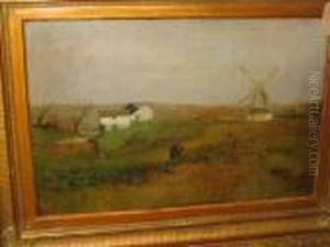 Dutch Landscape With Figures In The Foreground by Willem Roelofs