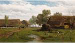 A Cowherdess Near A Farm by Willem Roelofs