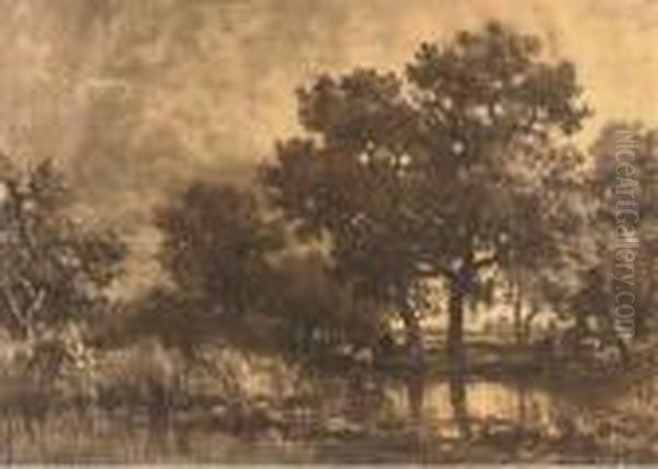 Cattle In A Wooded Landscape - view 1