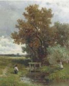An Angler In An Autumn Landscape by Willem Roelofs