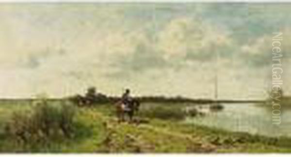 A Horseman Along A Waterway - view 1