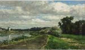 A Country Road Along A Waterway Near The Hague by Willem Roelofs