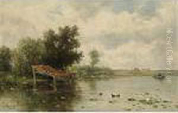 A Polder Landscape With A Man In A Rowing Boat - view 1