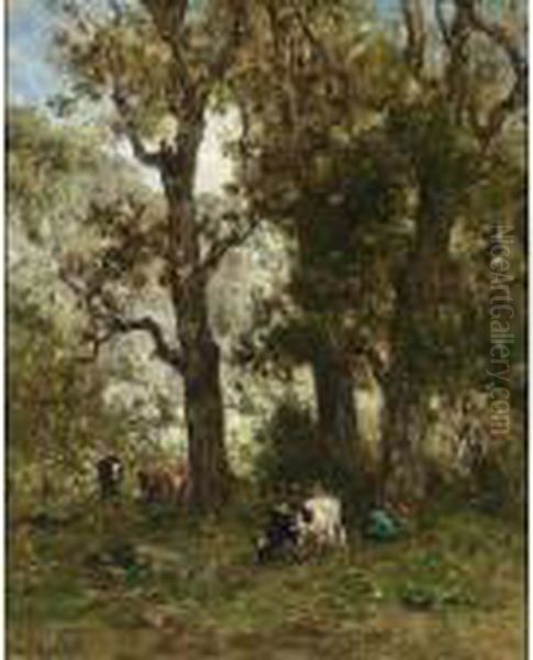 Cattle In A Wooded Landscape - view 1