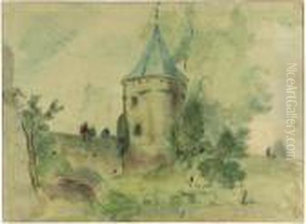 The Monnikendam Watergate, 
Amersfoort With Figures Fishing (recto);a Sketch Of A Farm On The 
Grutterdijk, Near Amersfoort(verso) - view 1