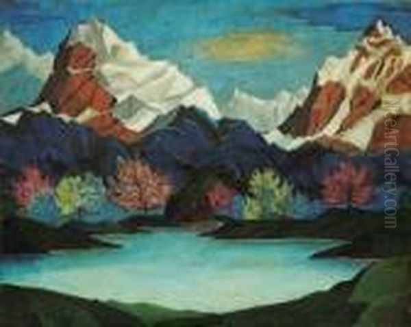 A Shrine Besides A Lake In The Himalayas - view 1
