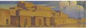 Pueblo In Santa Fe by Nicolaj Konstantinov Roerich